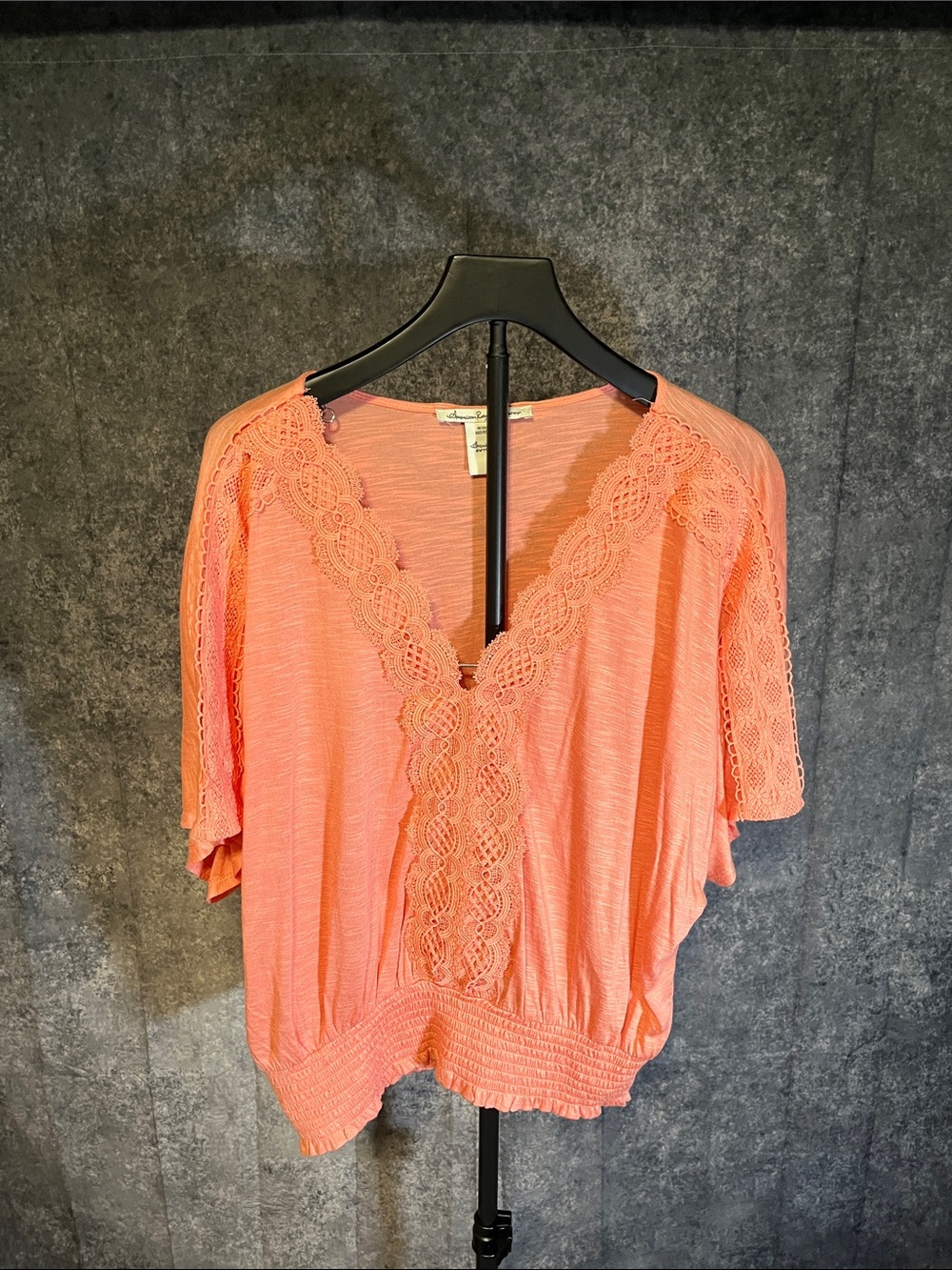 American Rag Coral Lace-Trim V-Neck Blouse